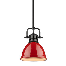  3604-M1L BLK-RD - Duncan Mini Pendant with Rod in Matte Black with a Red Shade